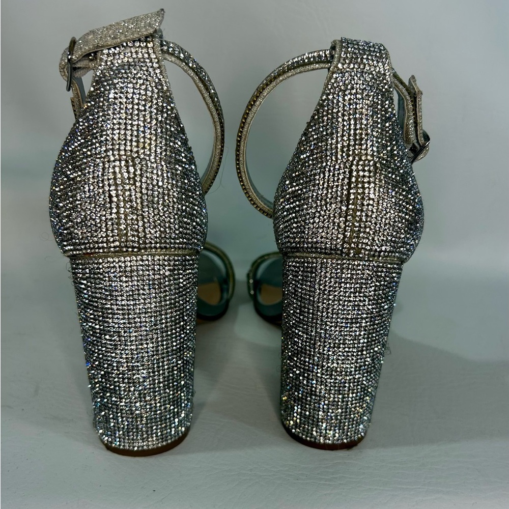 Steve Madden Carrson Crystal Covered Block Heel Sandals – Silver | 4” Heel - Picture 3 of 6